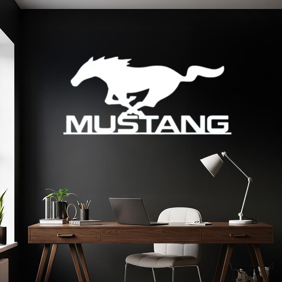 Mustang Metal Wall Art: Muscle Car Silhouette Decor, Garage Man Cave Sign