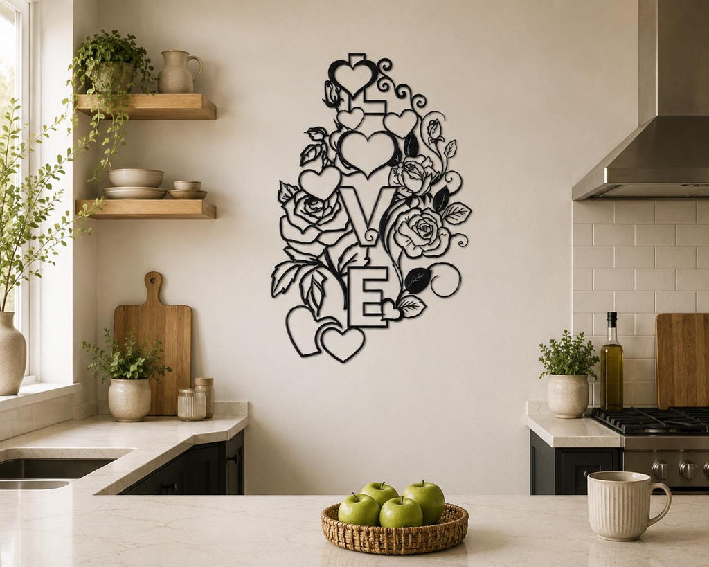 Valentine LOVE Metal Wall Art – Romantic Home Decor Gift