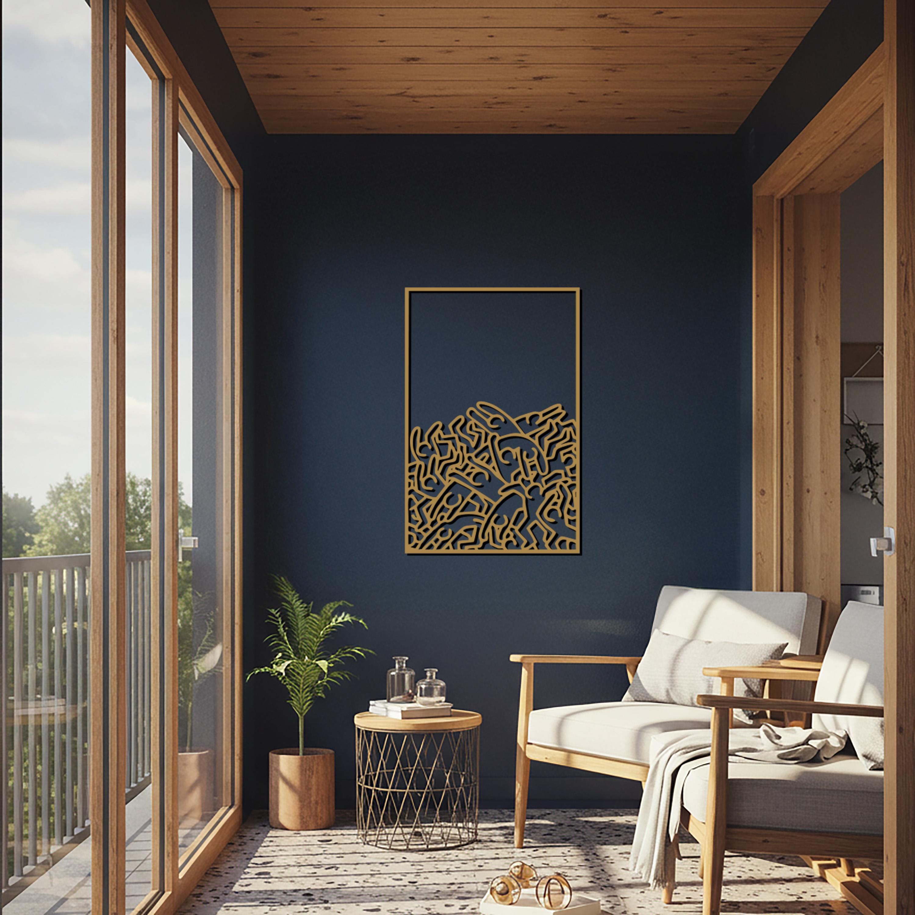 Abstract Metal Line Art, Modern People Sculpture, Living Room Decor