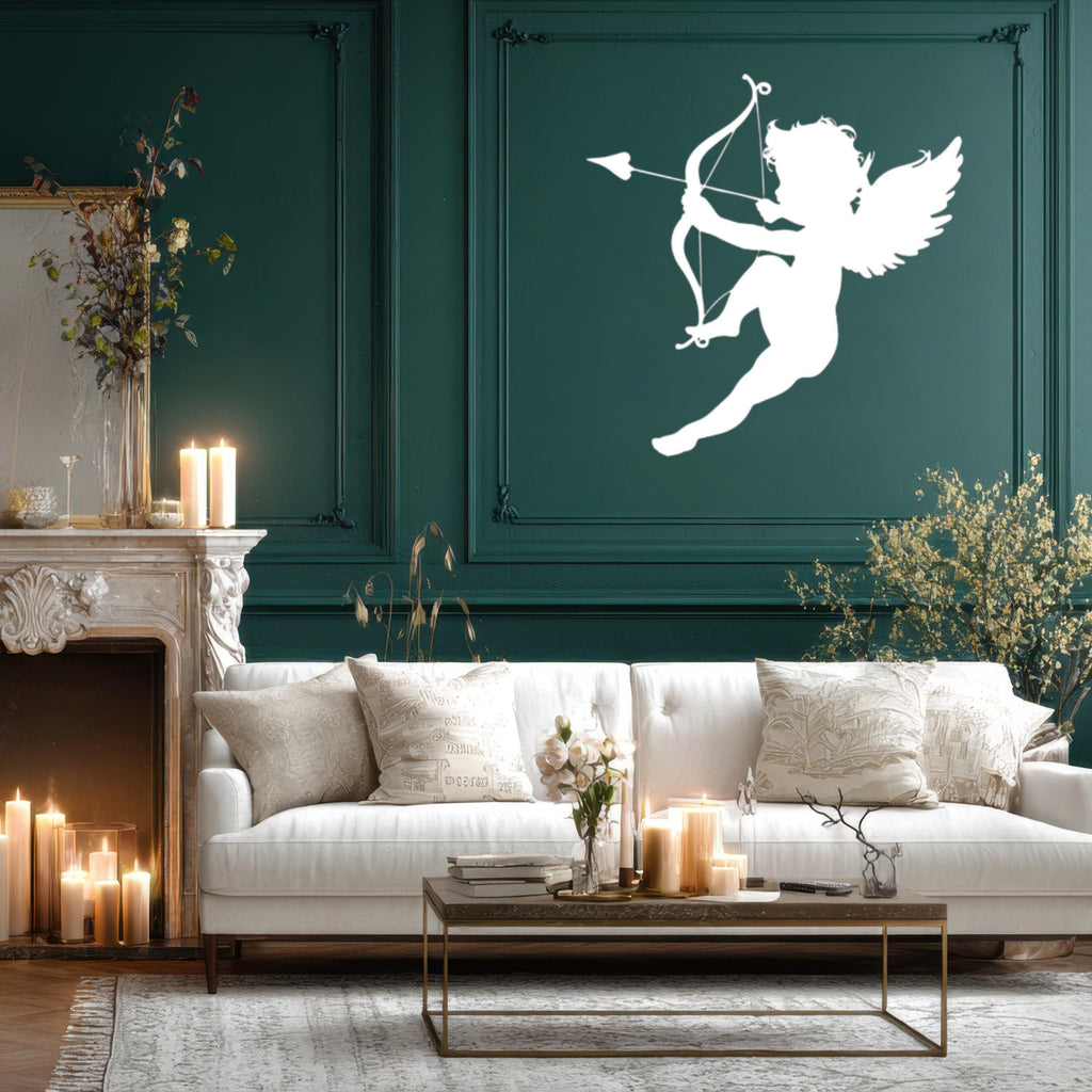 Cupid Silhouette Metal Wall Art – Romantic Bedroom Decor