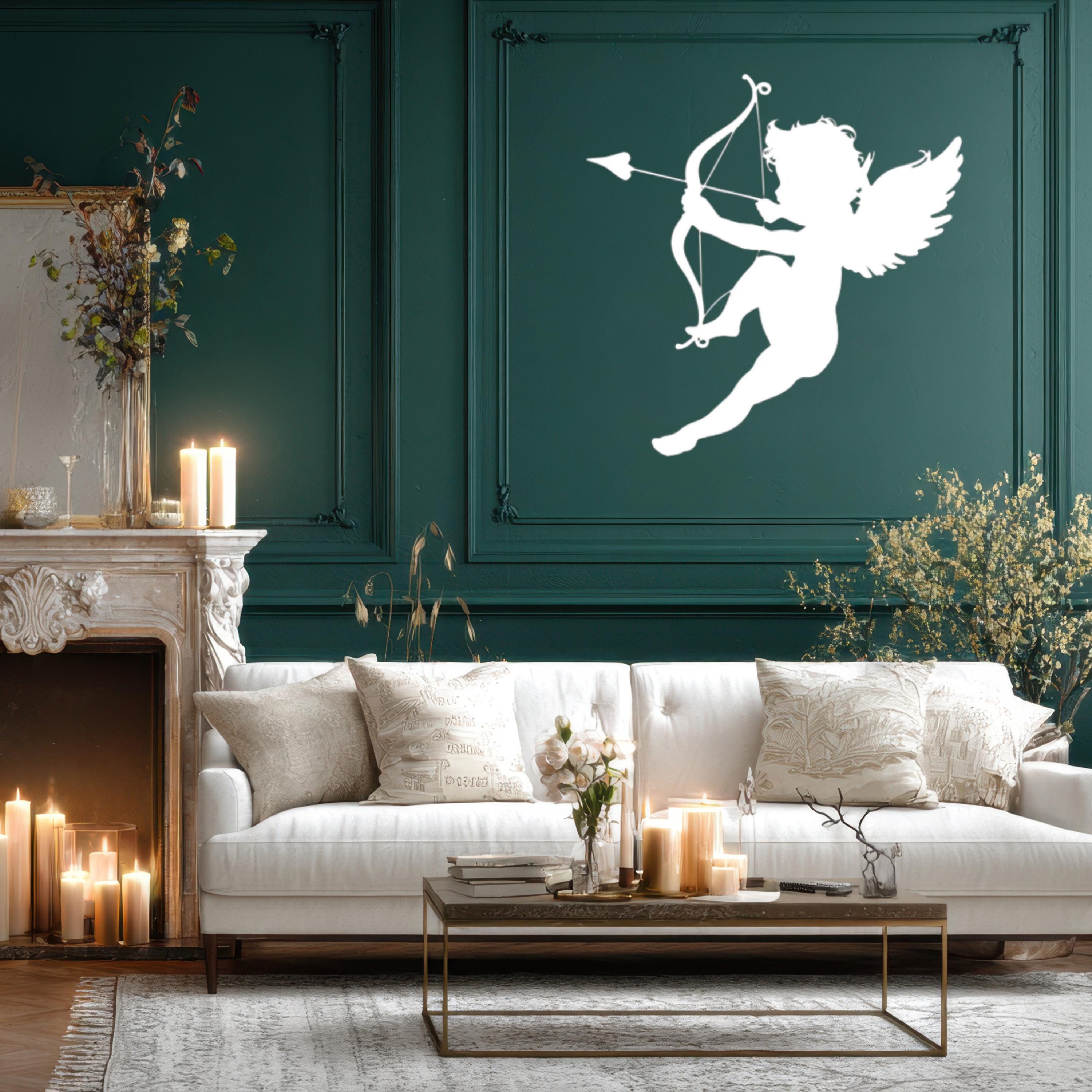 Cupid Silhouette Metal Wall Art – Romantic Bedroom Decor