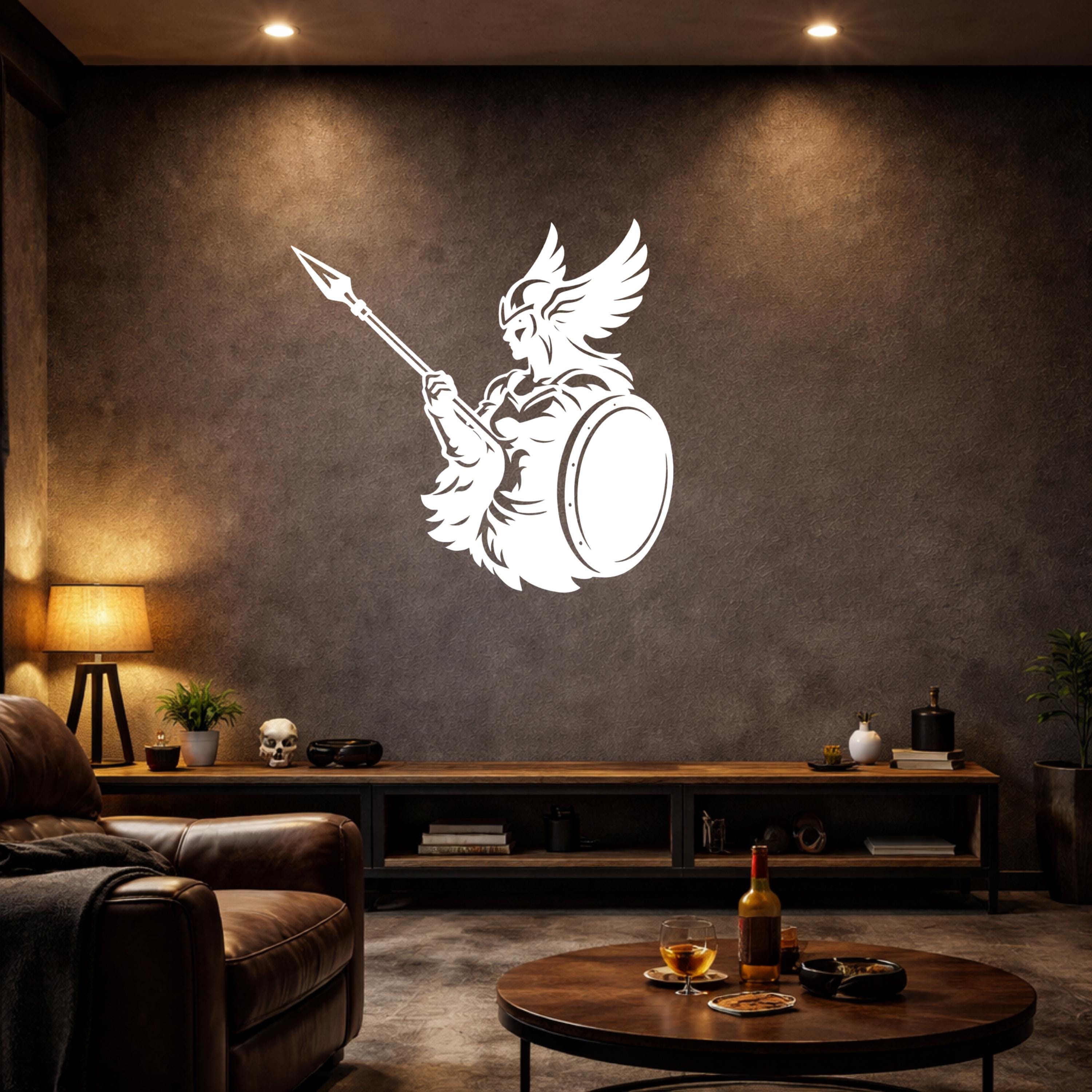 Valkyrie Metal Wall Art, Norse Decor, Gaming Room Art