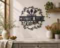 Custom Kitchen Metal Wall Art, Personalized Utensil Wreath Decor