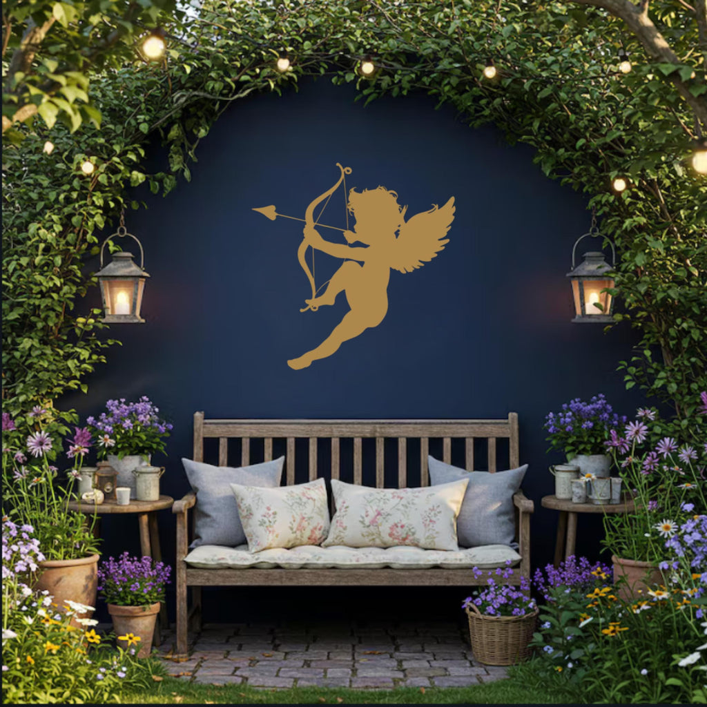 Cupid Silhouette Metal Wall Art – Romantic Bedroom Decor