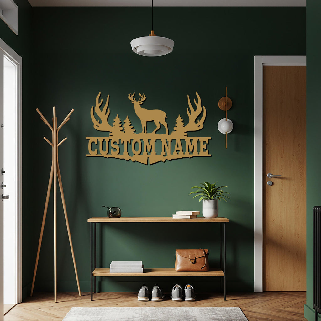 Custom Deer Name Metal Wall Art – Hunting Cabin Decor