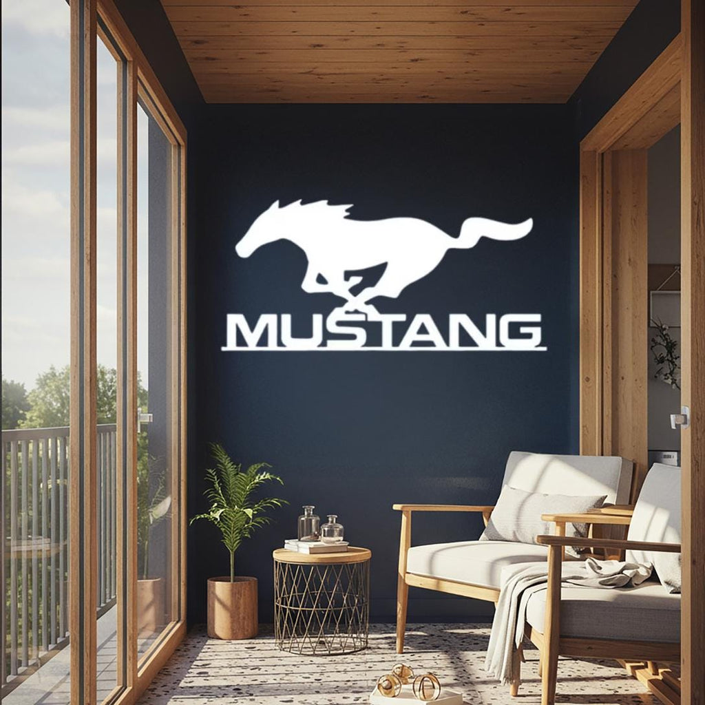 Mustang Metal Wall Art: Muscle Car Silhouette Decor, Garage Man Cave Sign