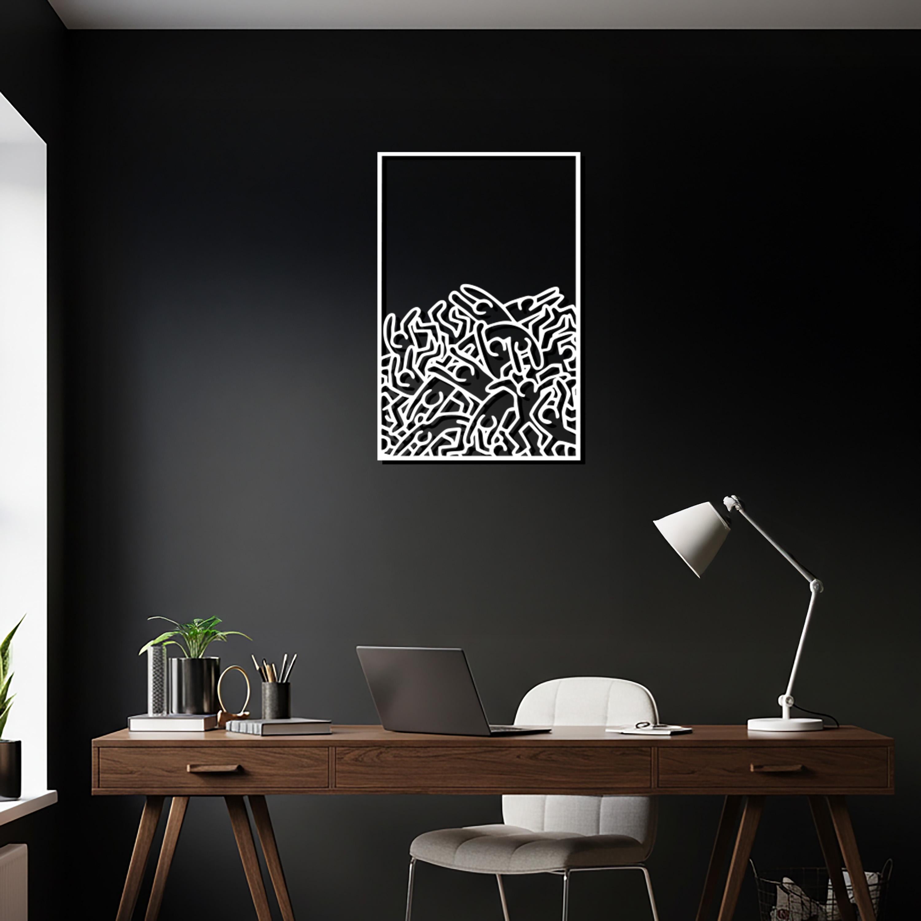 Abstract Metal Line Art, Modern People Sculpture, Living Room Decor