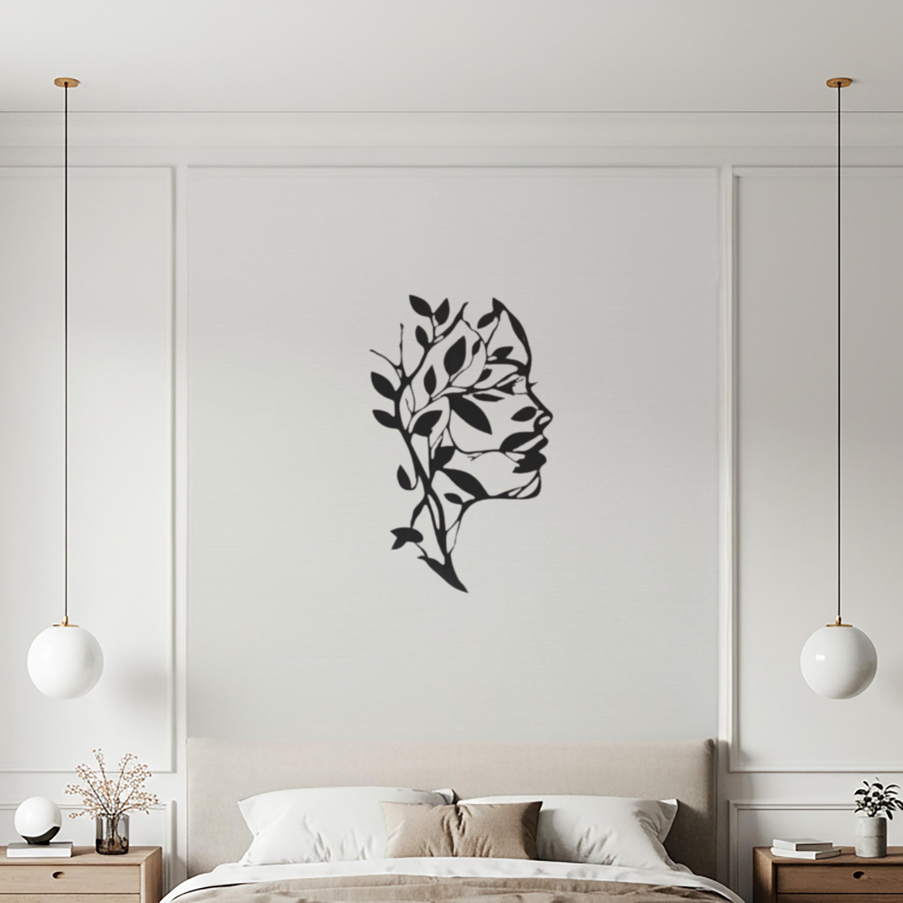 Botanical Woman Metal Wall Art, Floral Silhouette Decor, Nature Goddess Hanging