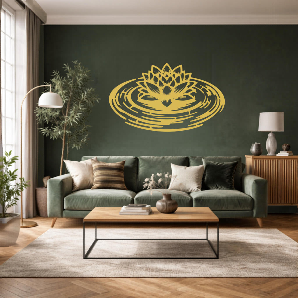 Lotus Flower Metal Wall Art, Zen Boho Meditation Decor, Spiritual Water Lily Home Accent