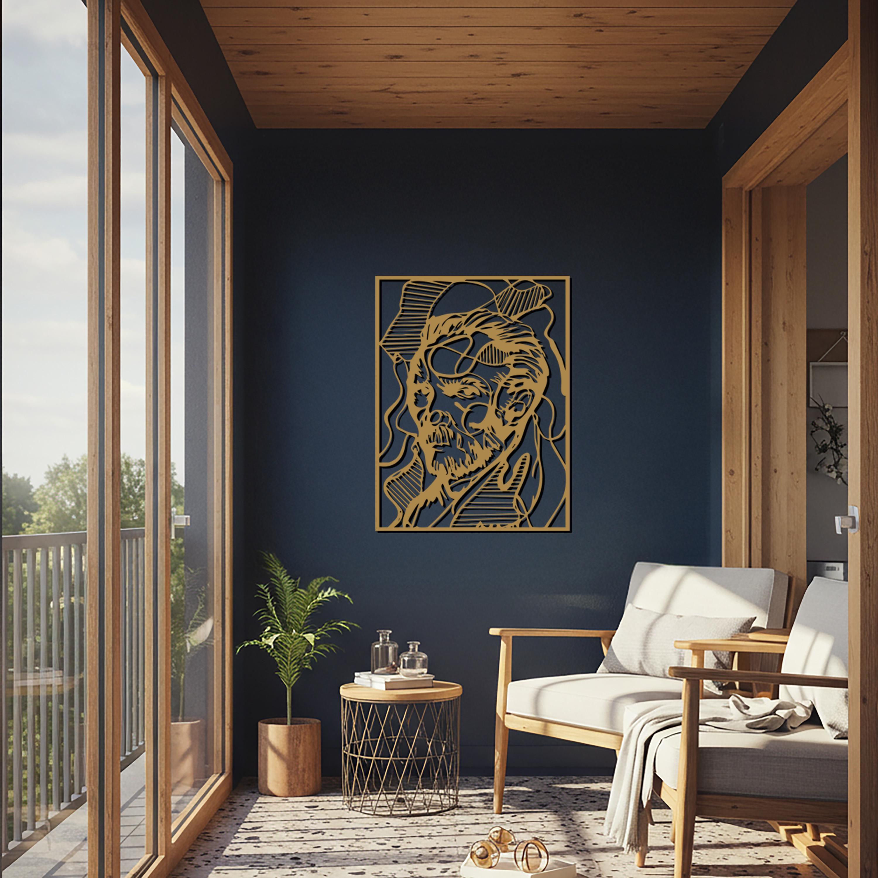 Van Gogh Inspired Metal Wall Art, Abstract Line Portrait