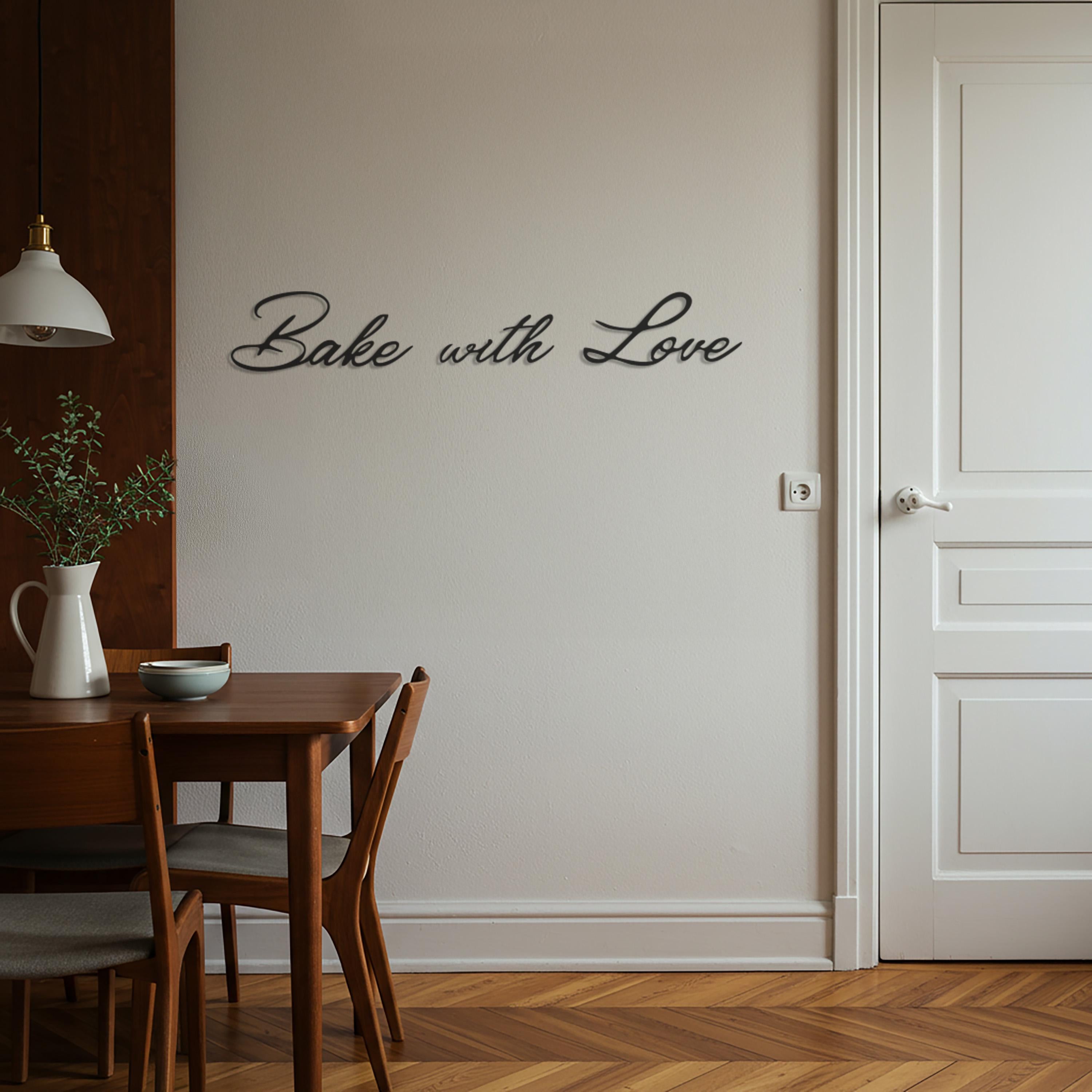 Bake with Love Metal Wall Art – Script Kitchen Decor