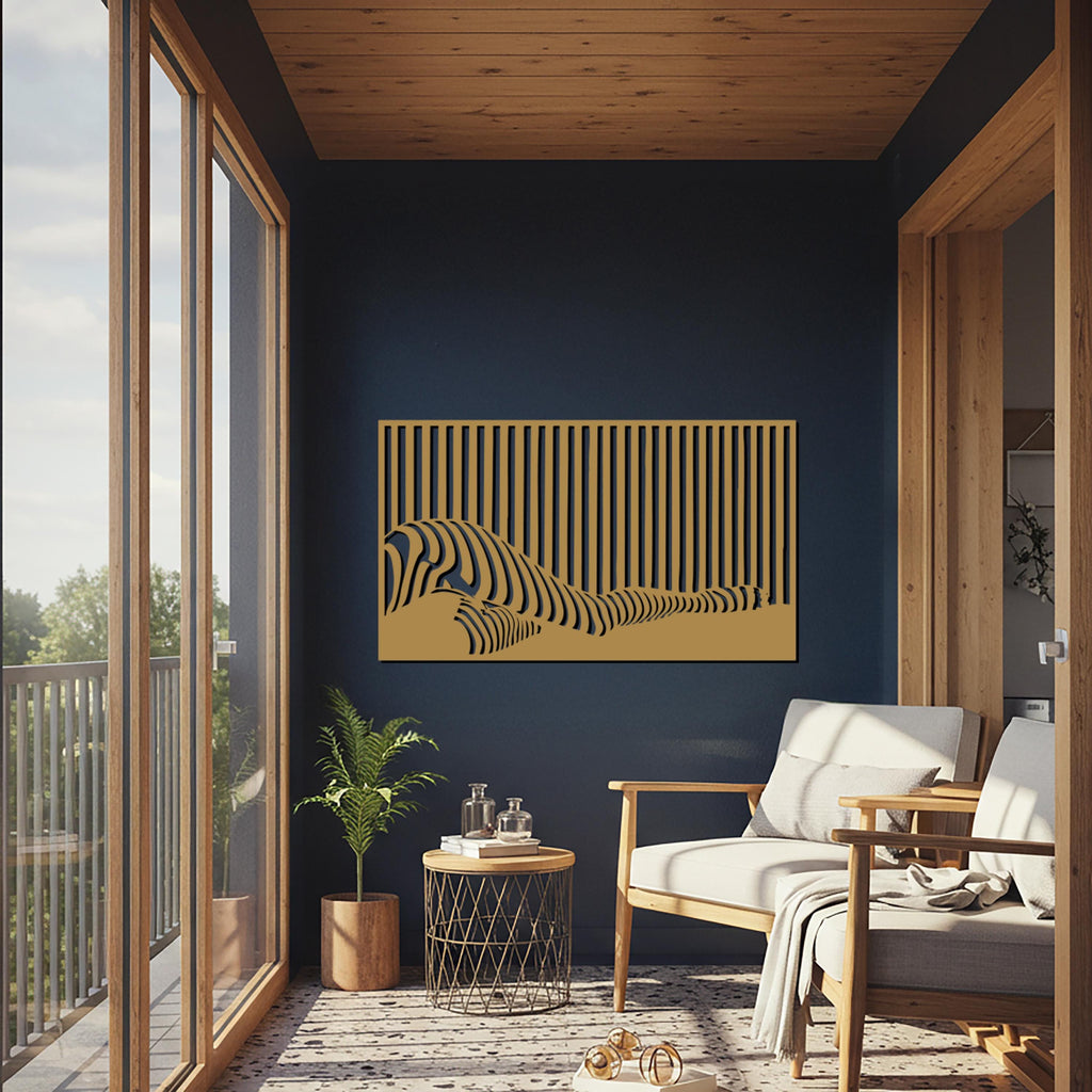 Abstract Nude Art, Optical Illusion Stripe Silhouette, Modern Wall Decor
