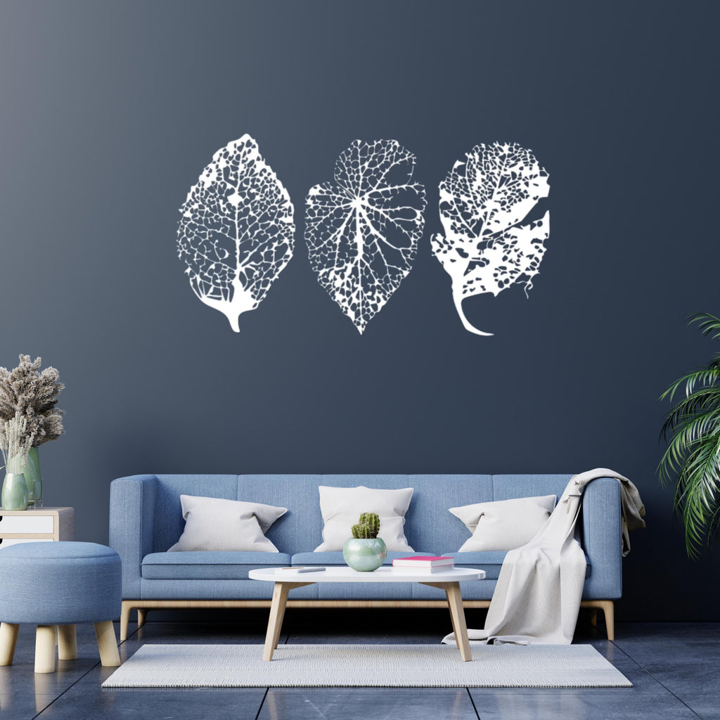 3 Leaf Metal Wall Art Set, Modern Botanical Decor
