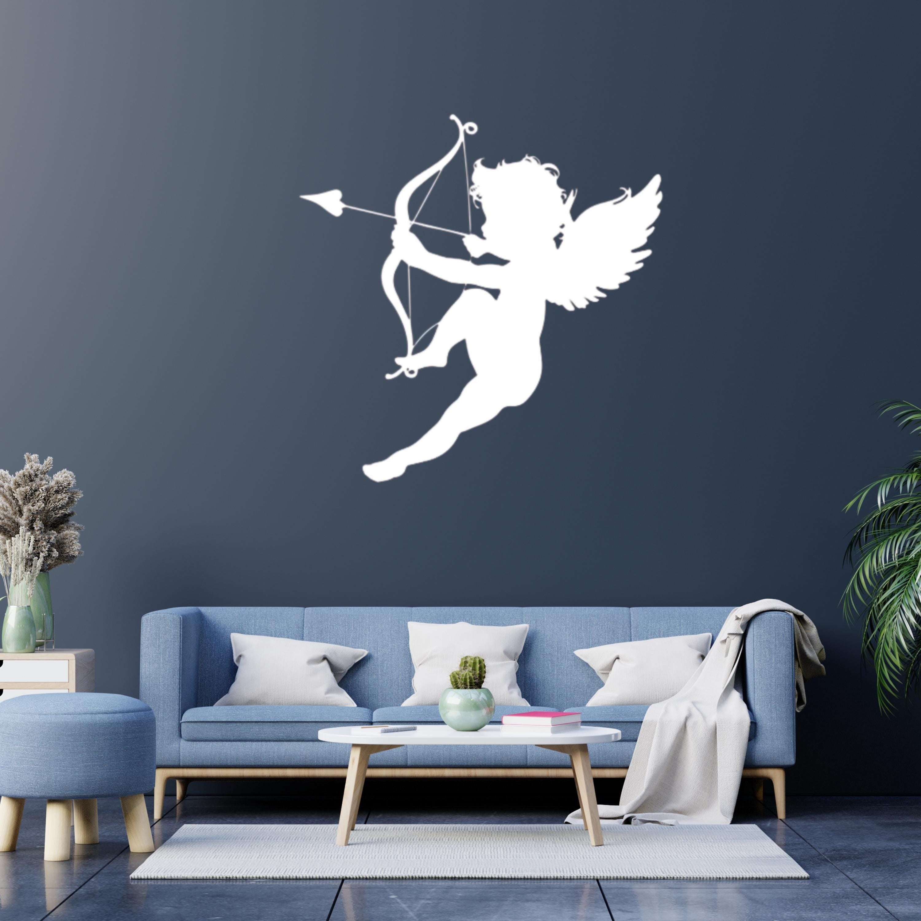 Cupid Silhouette Metal Wall Art – Romantic Bedroom Decor