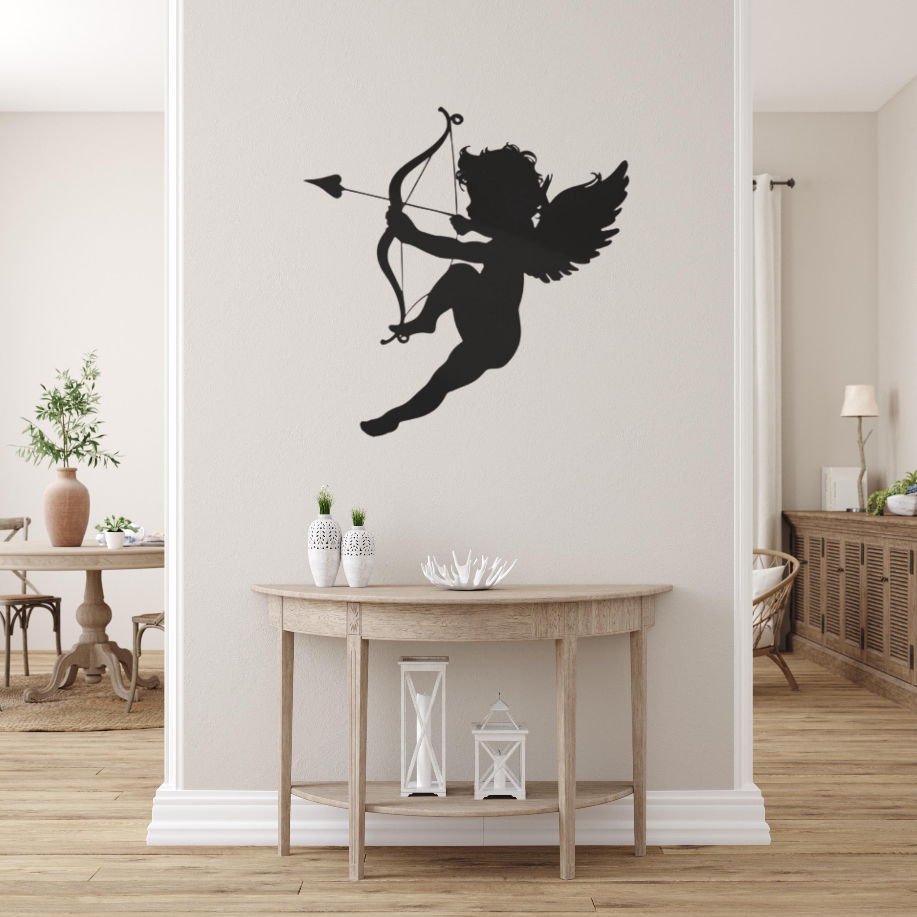 Cupid Silhouette Metal Wall Art – Romantic Bedroom Decor