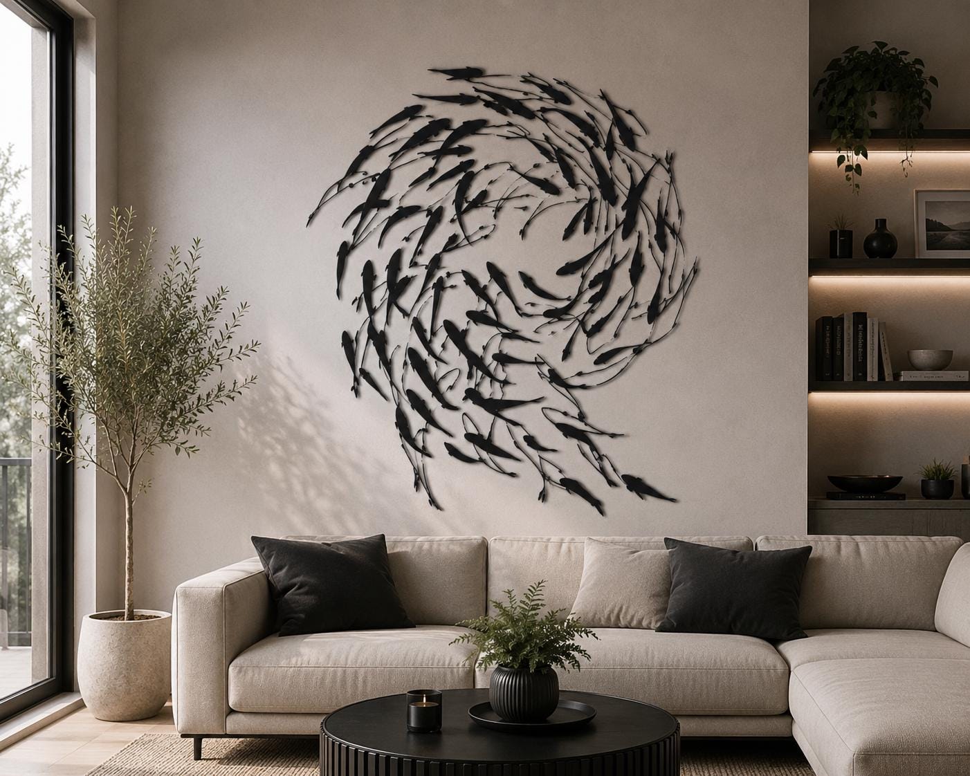 Coastal Metal Fish Wall Art, Modern Ocean Sculpture