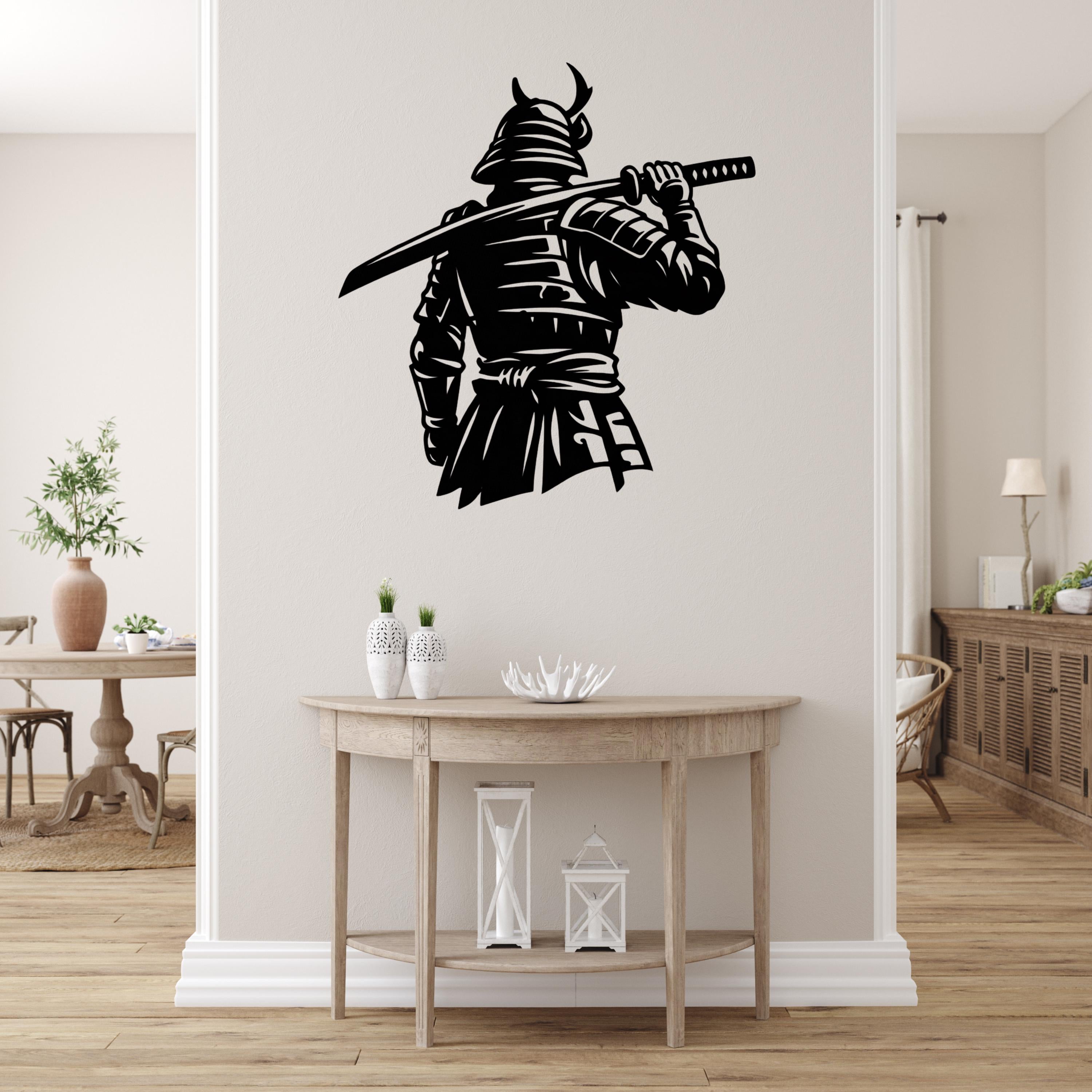Samurai Metal Wall Art, Japanese Warrior Decor