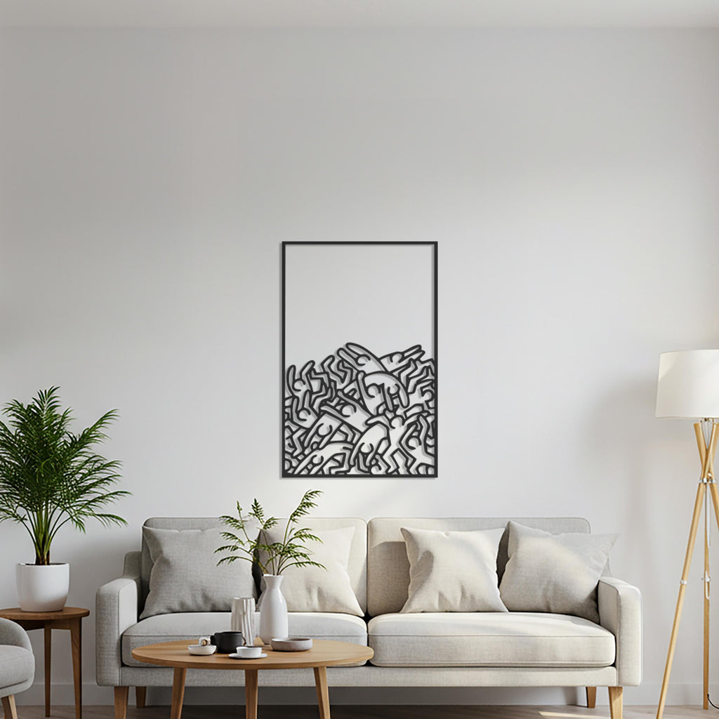 Abstract Metal Line Art, Modern People Sculpture, Living Room Decor