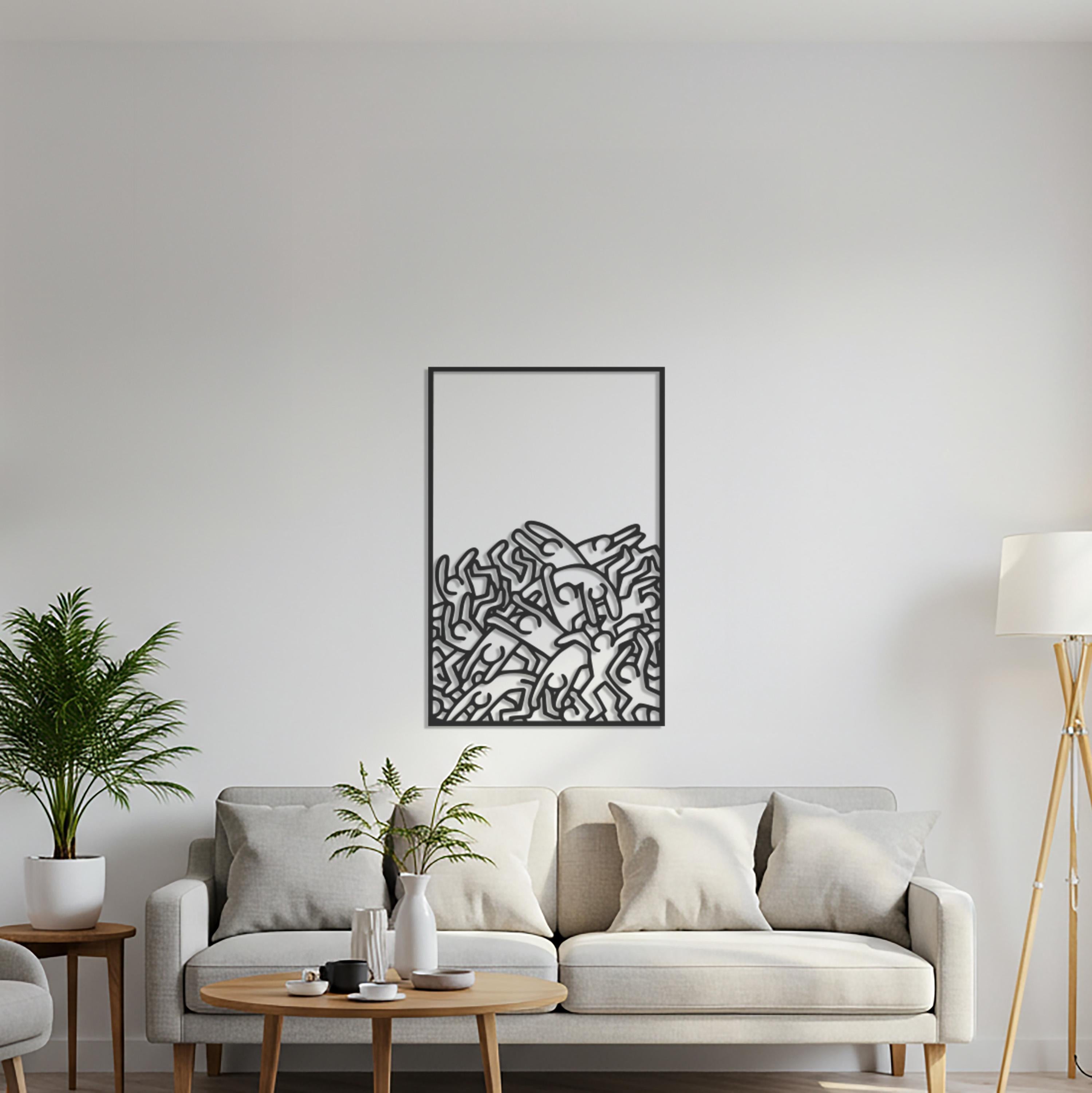 Abstract Metal Line Art, Modern People Sculpture, Living Room Decor