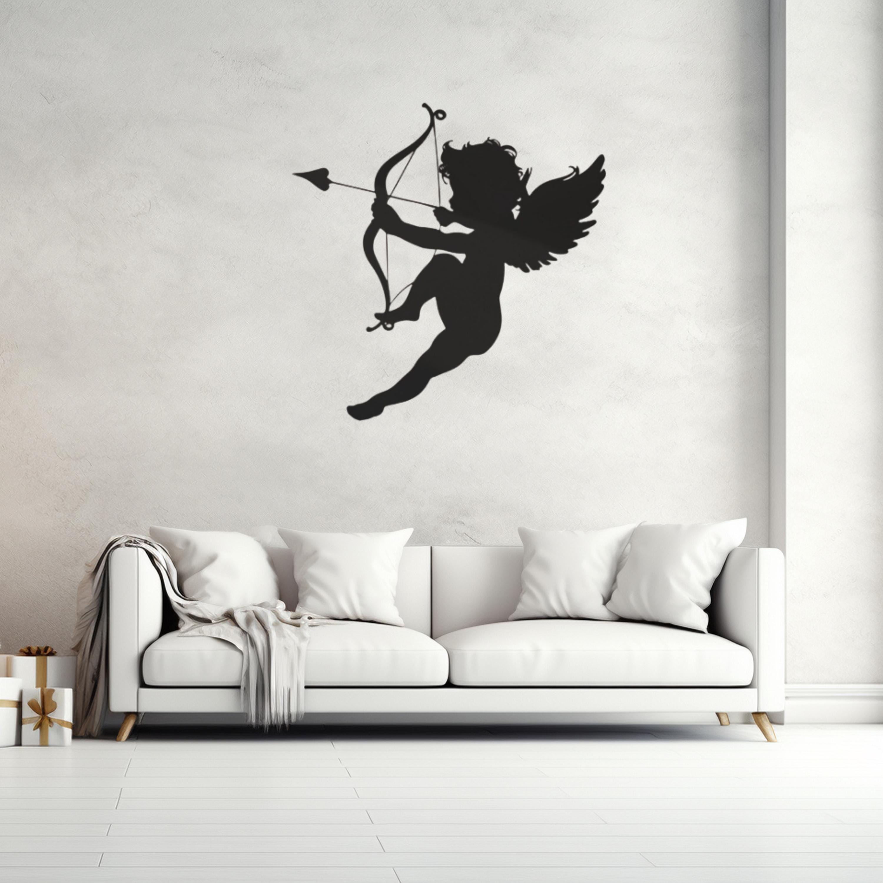 Cupid Silhouette Metal Wall Art – Romantic Bedroom Decor
