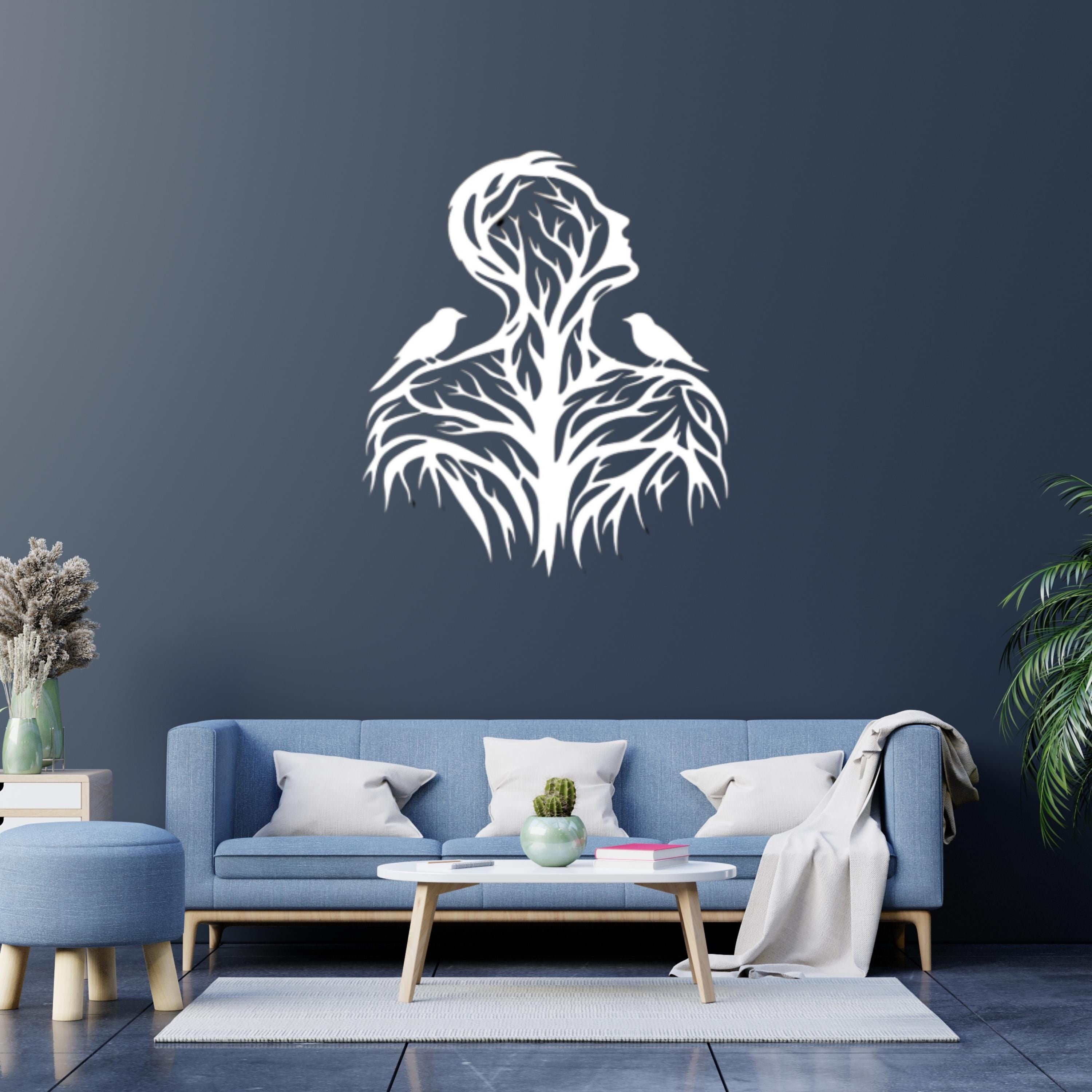 Tree Wall Art  Metal Nature Sculpture,Tree of Life Human Silhouette