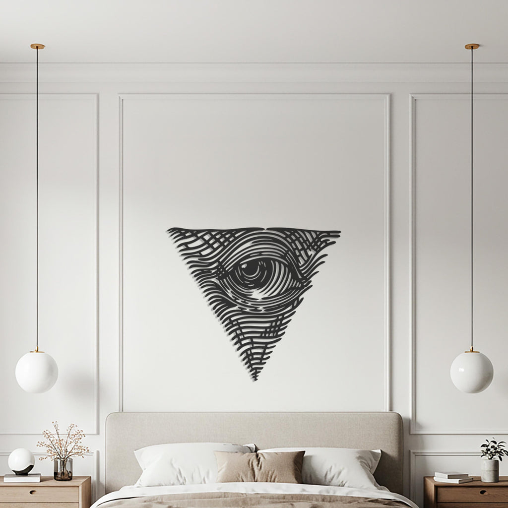 Eye Triangle Metal Wall Art, Geometric Mystical Decor