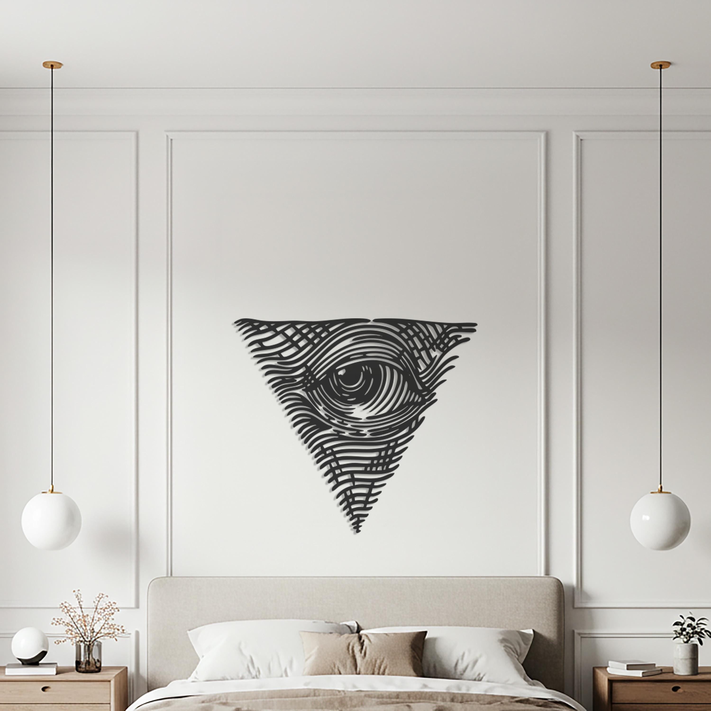 Eye Triangle Metal Wall Art, Geometric Mystical Decor
