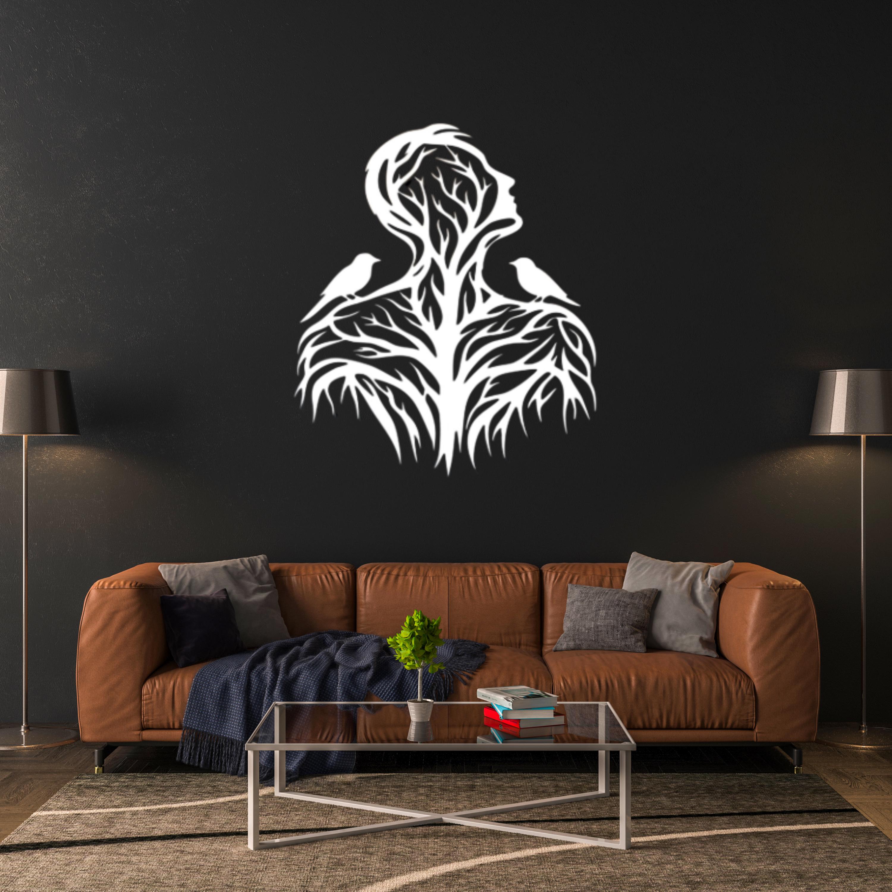 Tree Wall Art  Metal Nature Sculpture,Tree of Life Human Silhouette
