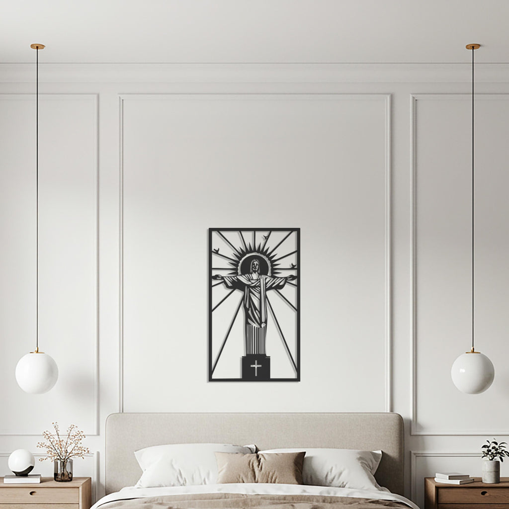 Christ the Redeemer Metal Wall Art – Religious Silhouette Sculpture