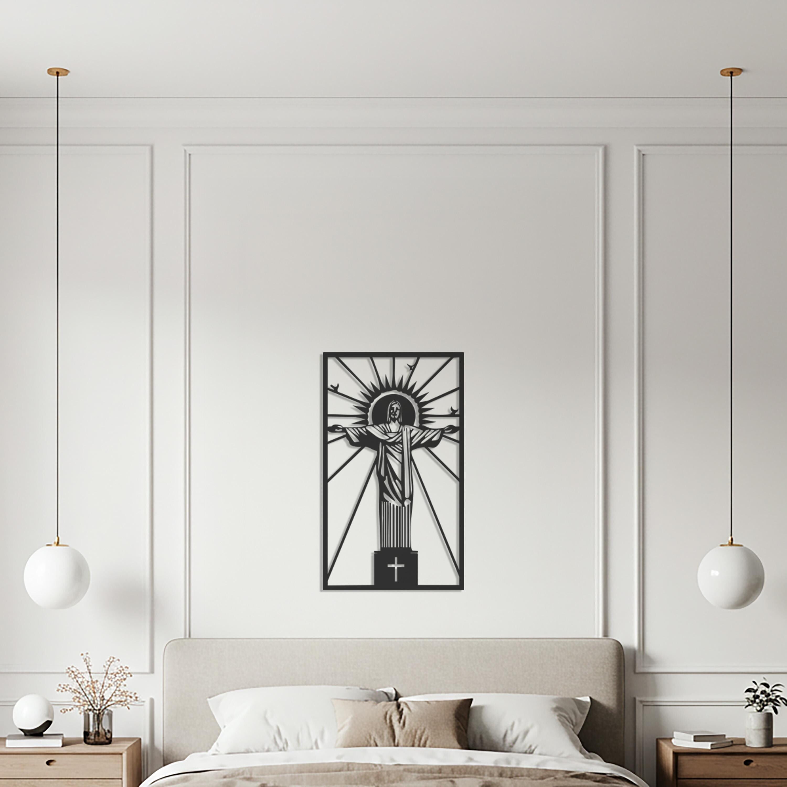 Christ the Redeemer Metal Wall Art – Religious Silhouette Sculpture