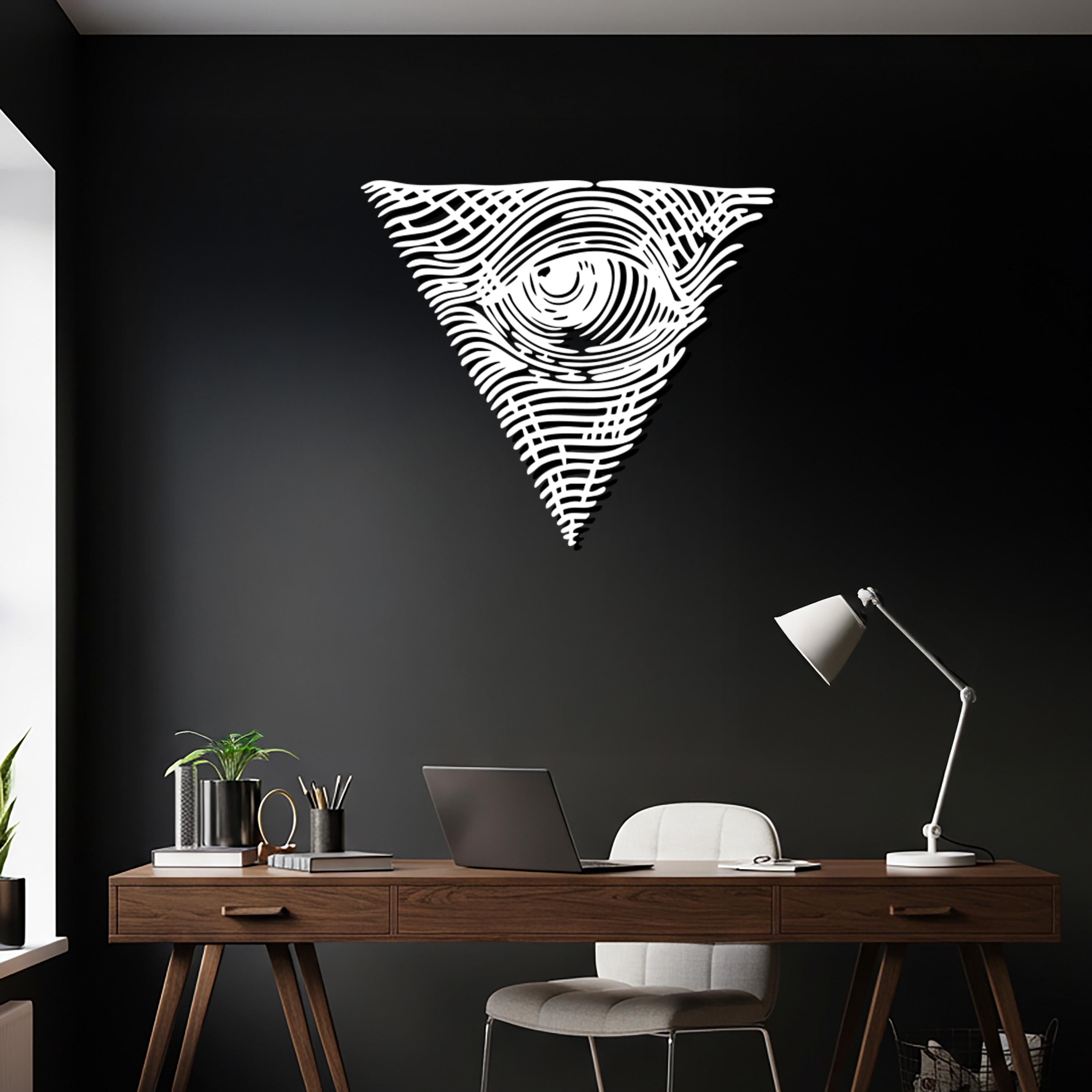 Eye Triangle Metal Wall Art, Geometric Mystical Decor