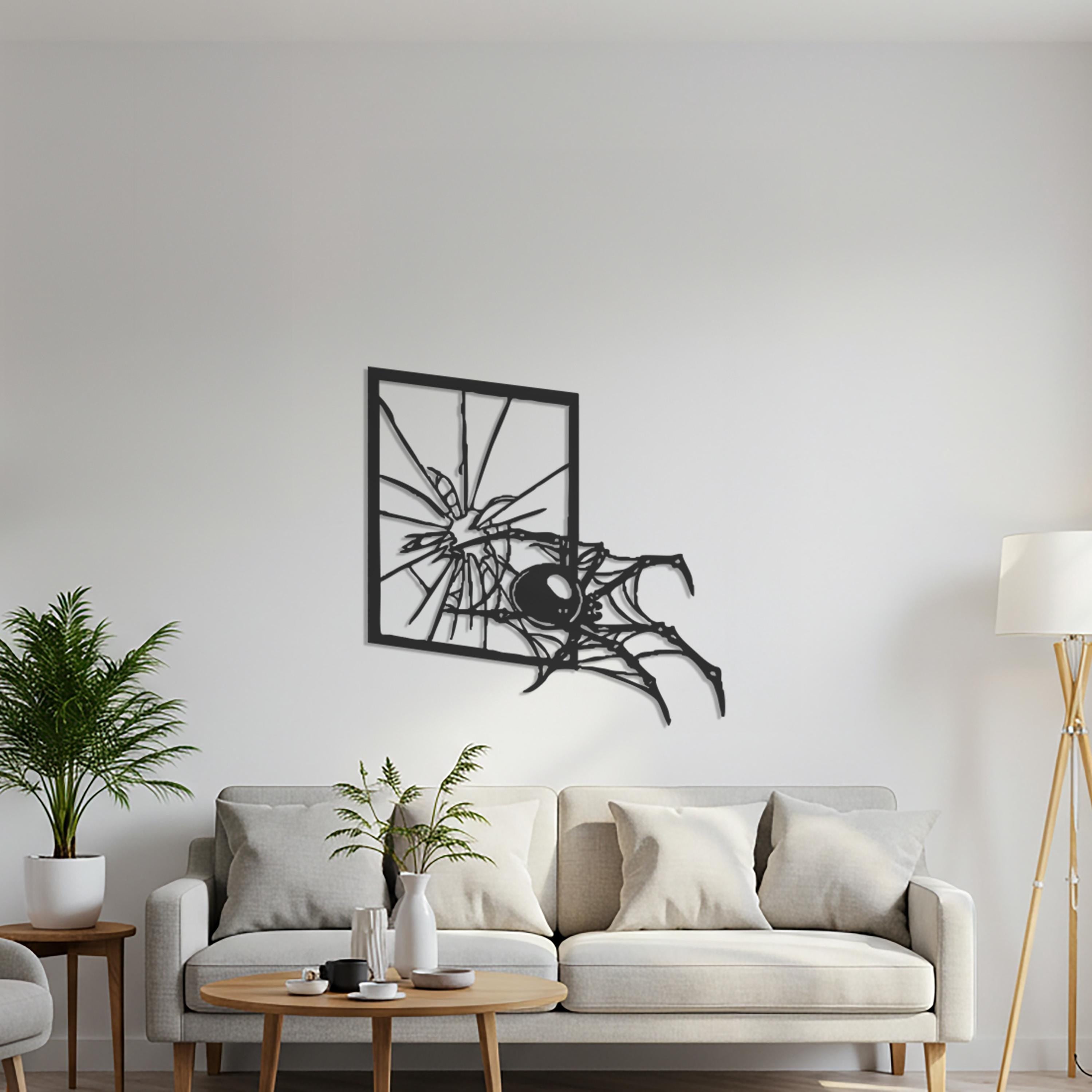 Metal Spider Web Wall Art, Halloween Horror Decor