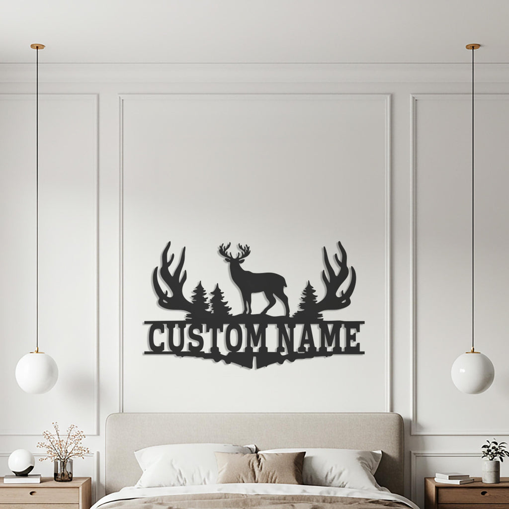 Custom Deer Name Metal Wall Art – Hunting Cabin Decor