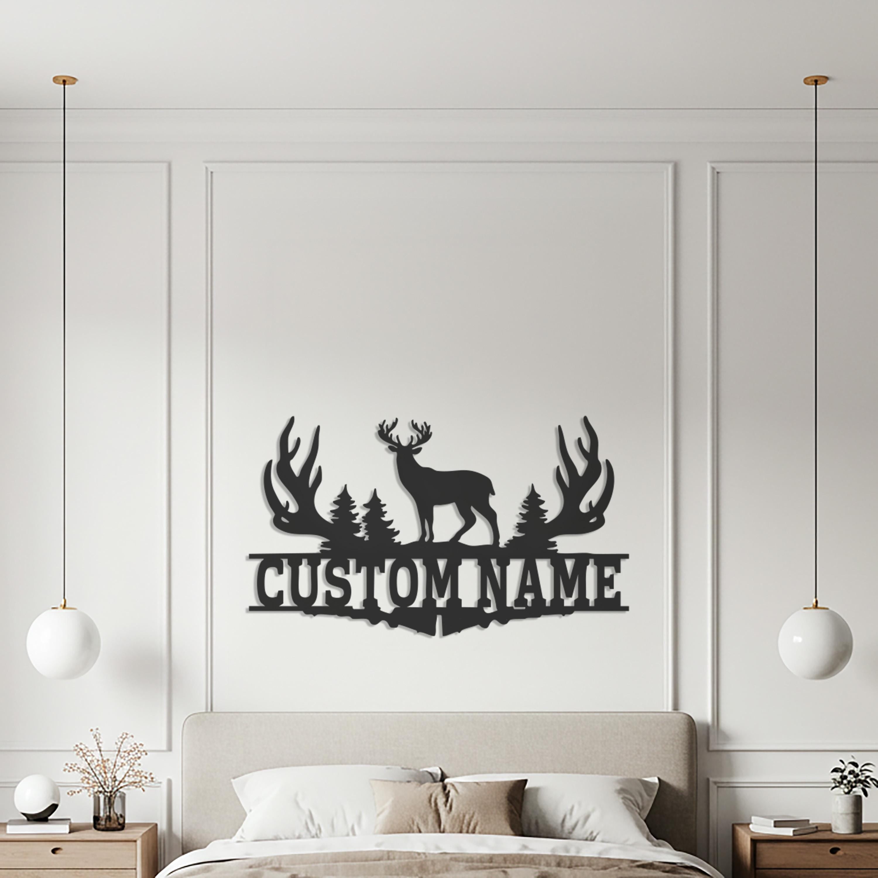 Custom Deer Name Metal Wall Art – Hunting Cabin Decor