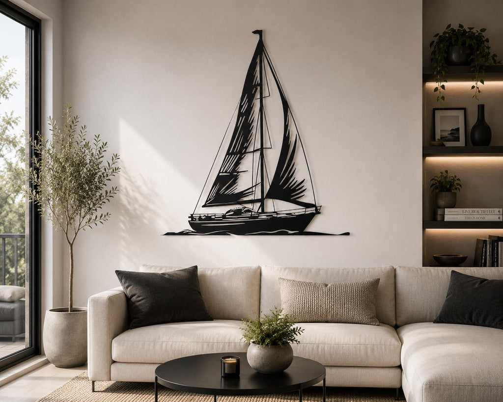 Sailboat Metal Wall Art | Coastal Nautical Steel Wall Decor