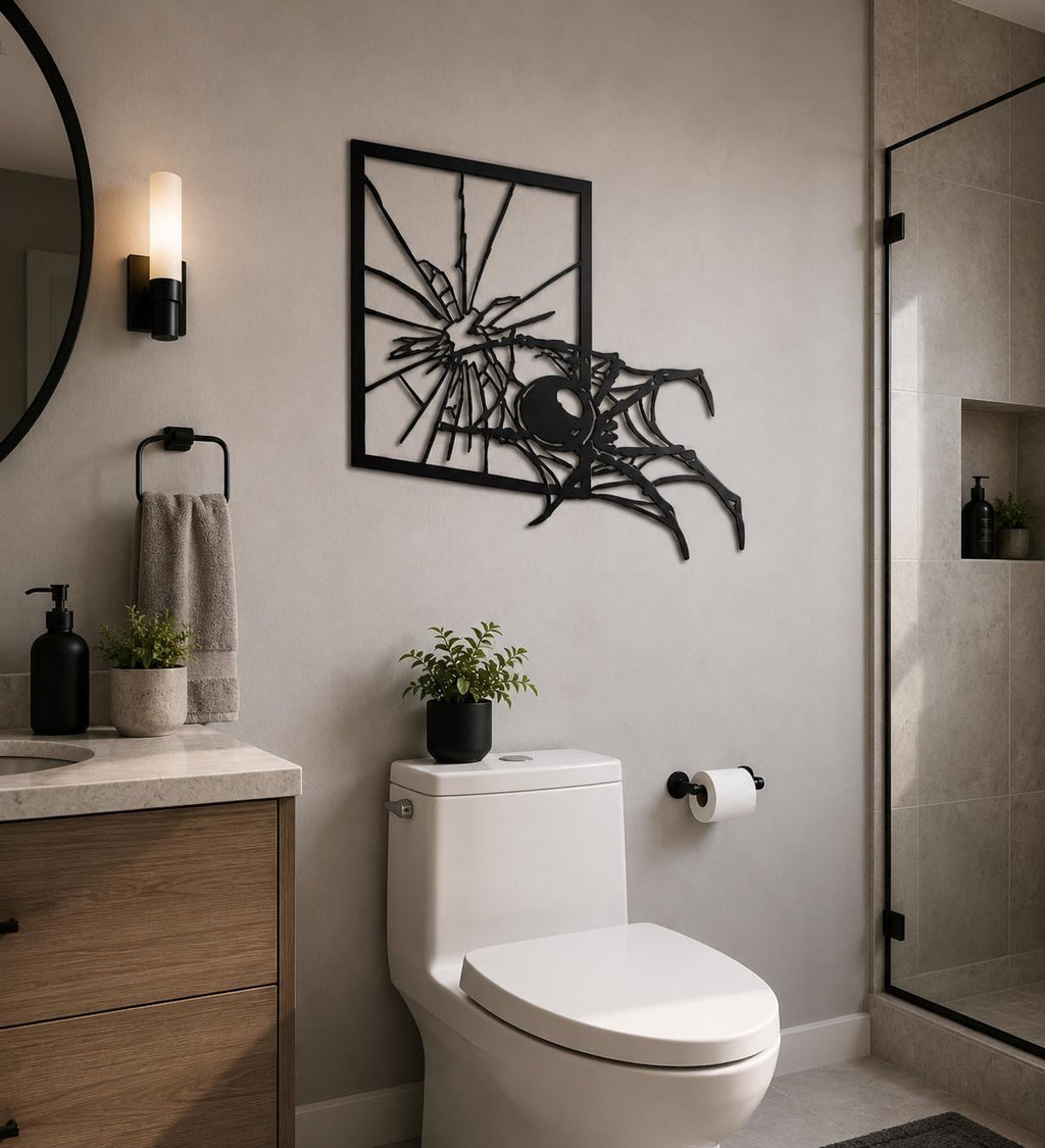 Metal Spider Web Wall Art, Halloween Horror Decor