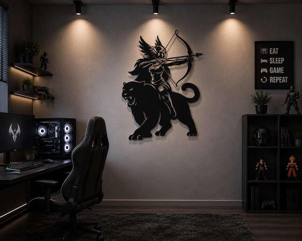 Valkyrie Metal Wall Art, Norse Mythology Decor, Gaming Room Art