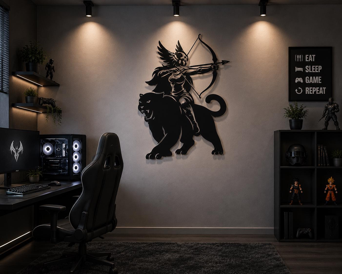 Valkyrie Metal Wall Art, Norse Mythology Decor, Gaming Room Art