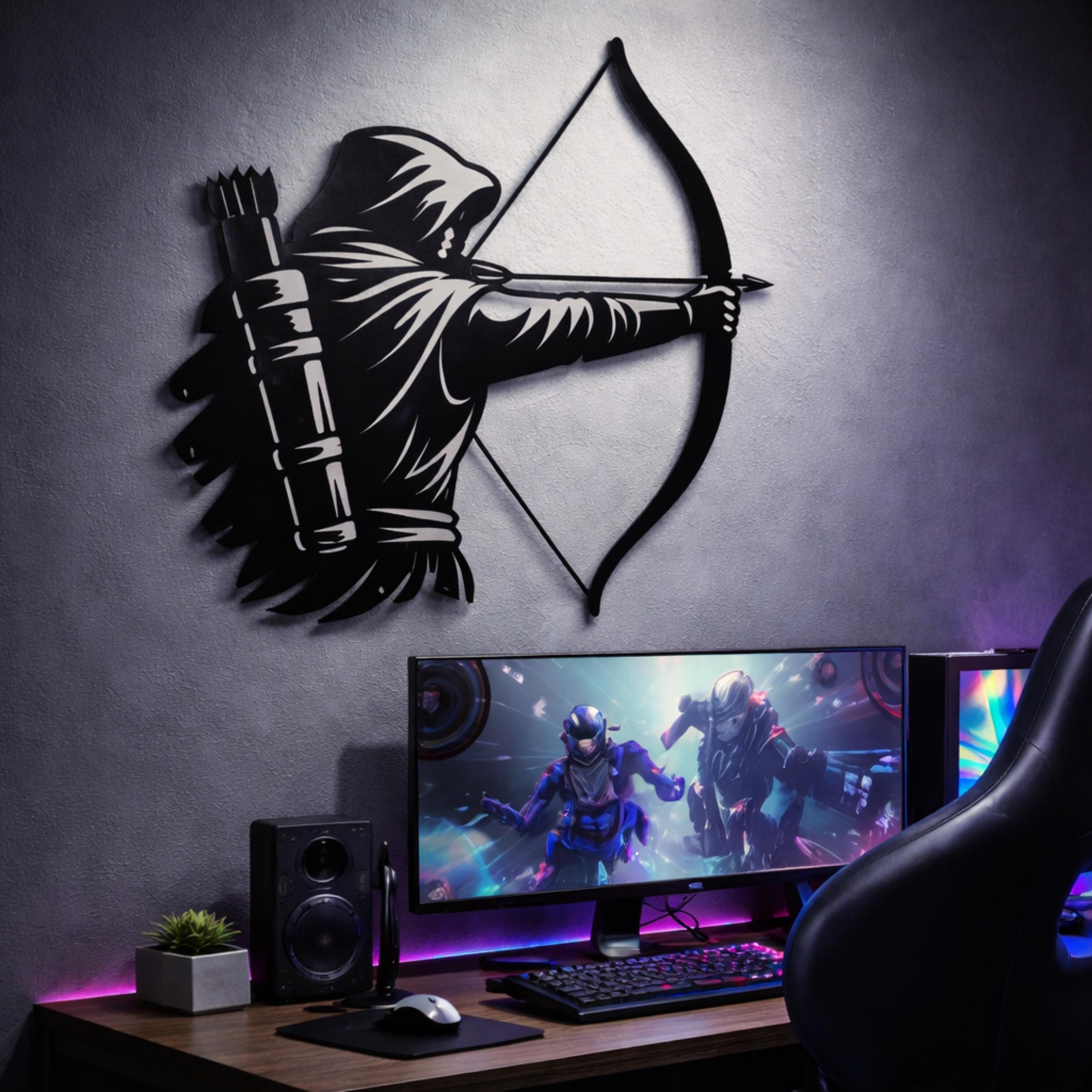 Archer Metal Wall Art, Medieval Gaming Room Decor