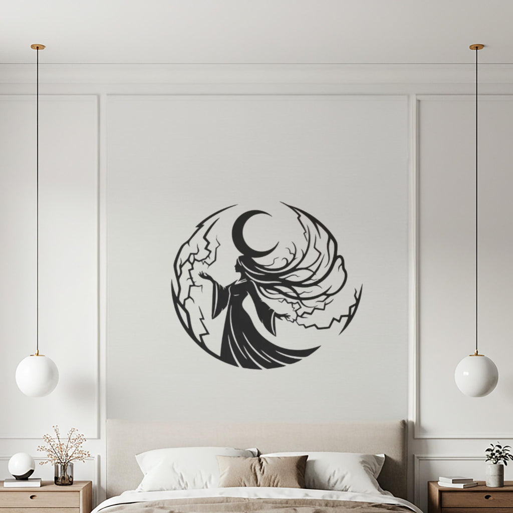 Moon Goddess Metal Wall Art, Celestial Woman Silhouette Decor