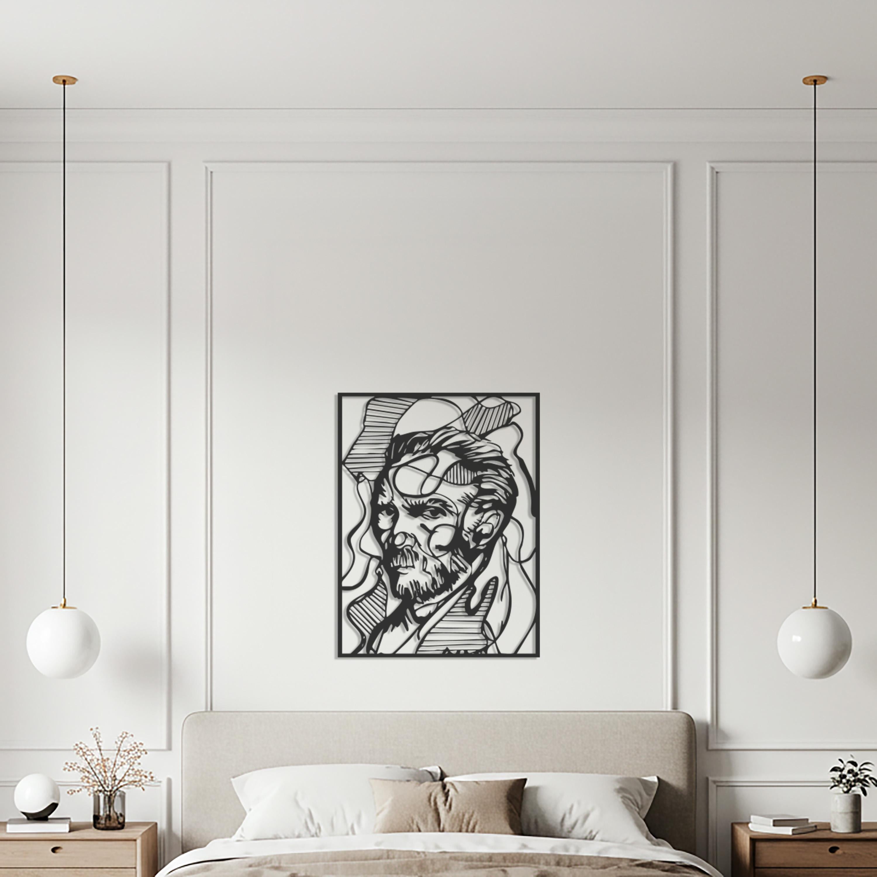 Van Gogh Inspired Metal Wall Art, Abstract Line Portrait