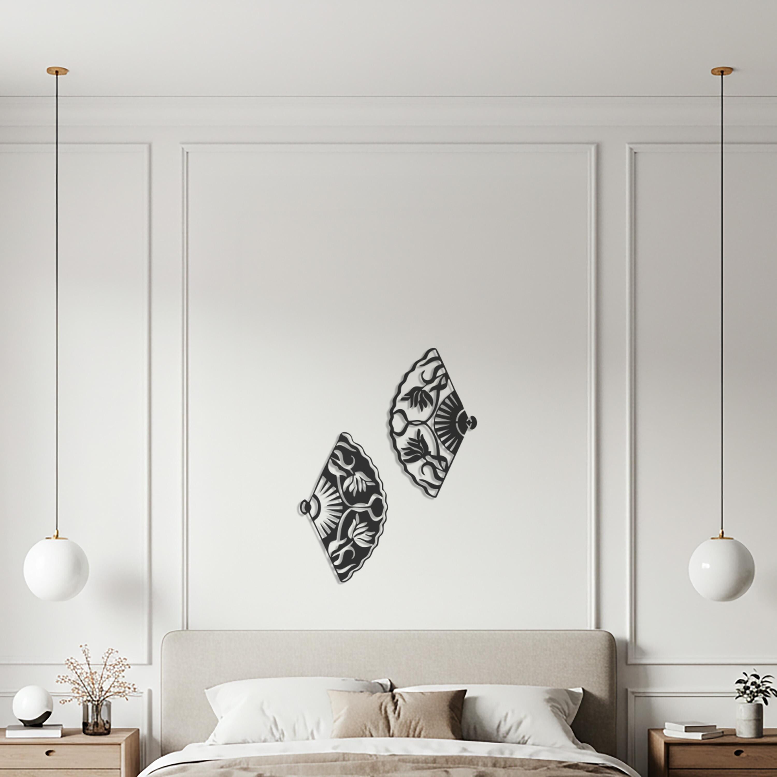 Floral Cutout Metal Fan Wall Art – Vintage Oriental Decor