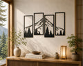 Mountain Metal Wall Art, Geometric Forest Decor, 4 Panel Set