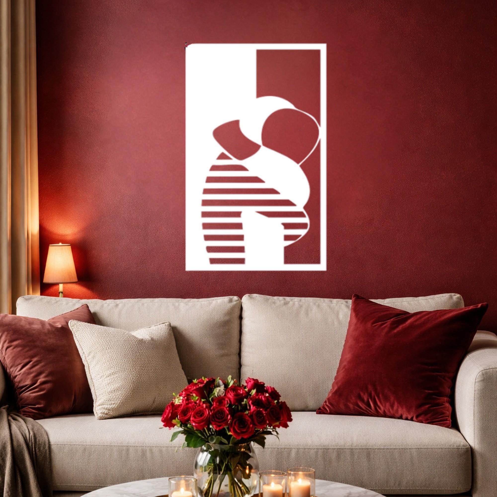 Valentine Abstract Couple Hug Metal Wall Art – Modern Love Decor
