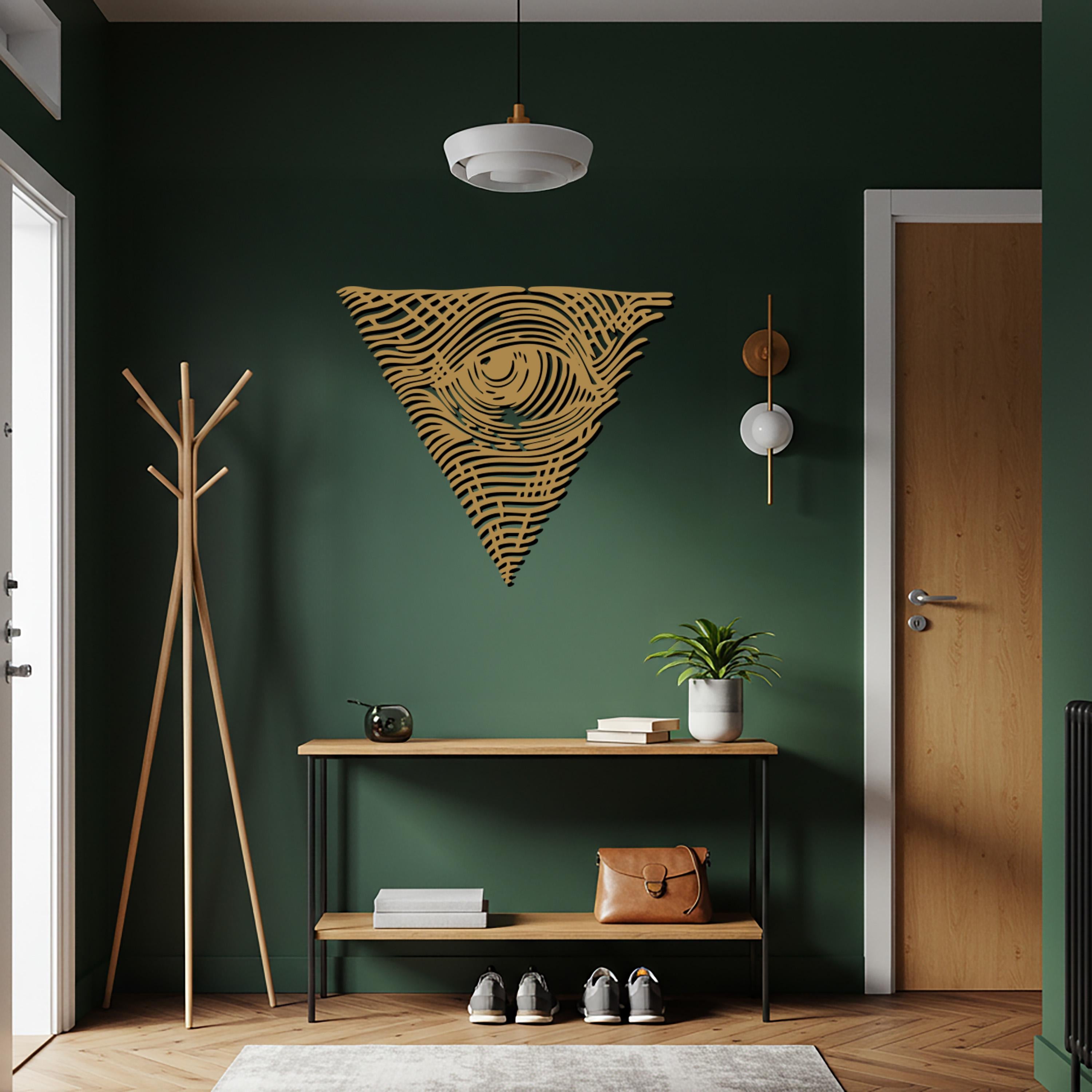 Eye Triangle Metal Wall Art, Geometric Mystical Decor