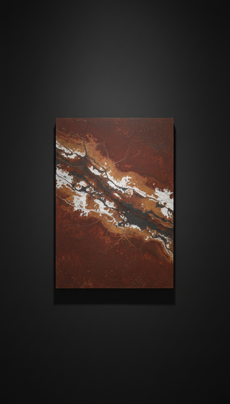 Red Oxide Abstract Flow Panel