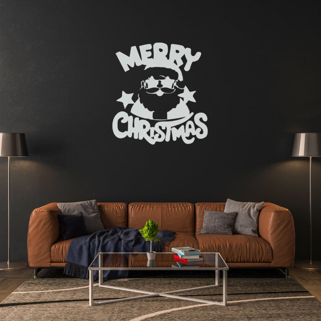 Merry Christmas Santa Metal Wall Art | Modern Santa Claus Holiday Decor