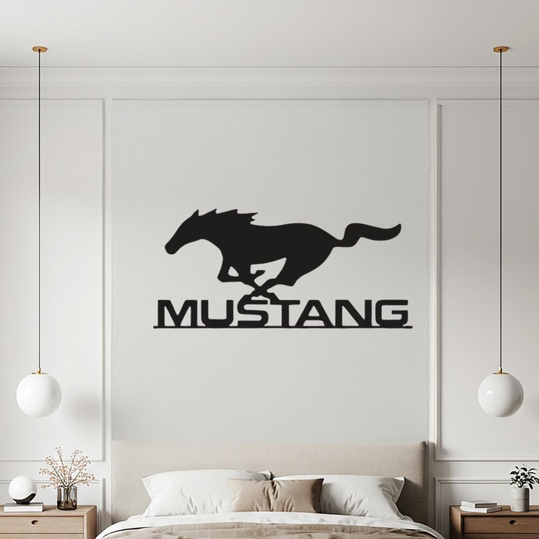 Mustang Metal Wall Art: Muscle Car Silhouette Decor, Garage Man Cave Sign