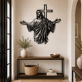 Jesus with Cross Metal Wall Art, Religious Home Decor