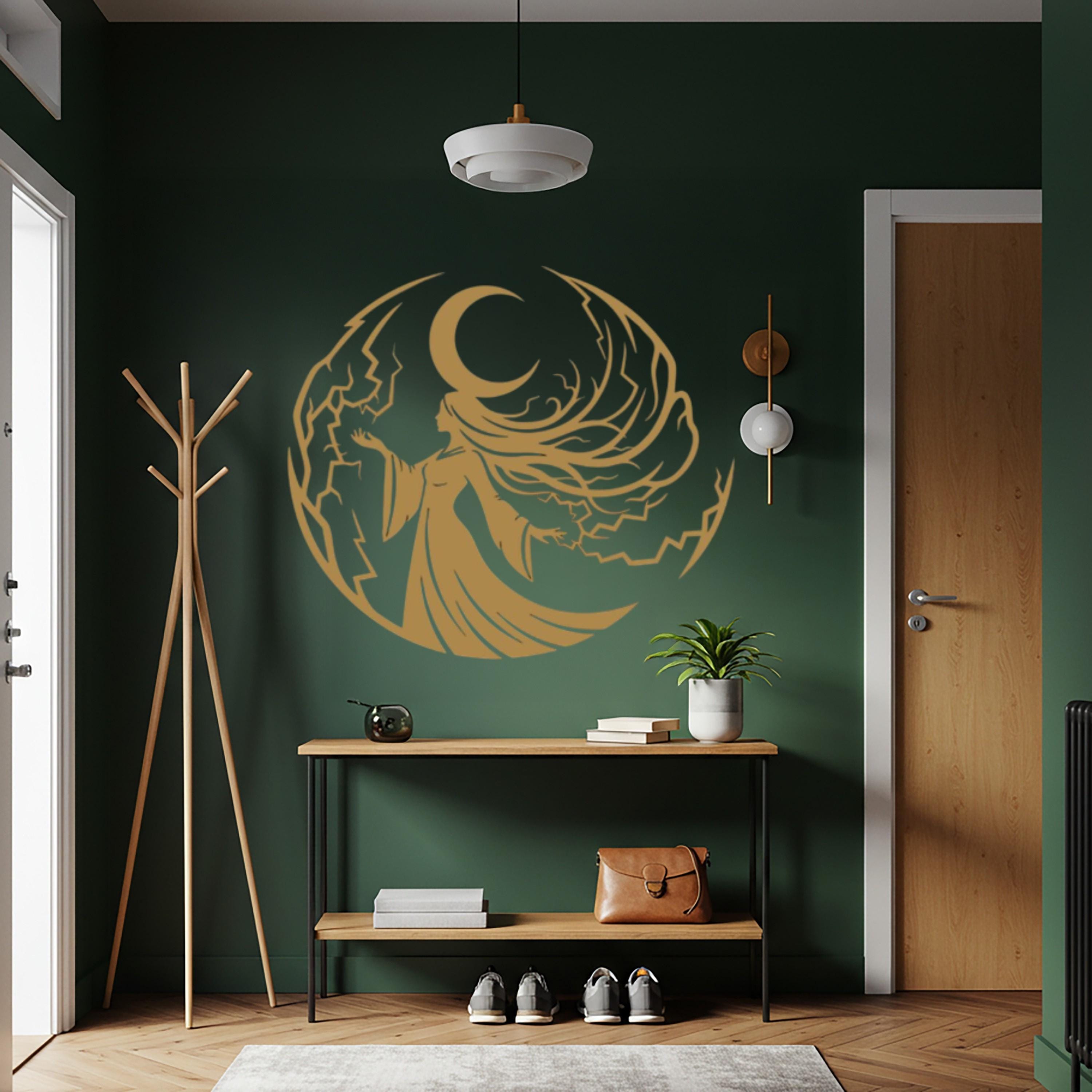 Moon Goddess Metal Wall Art, Celestial Woman Silhouette Decor